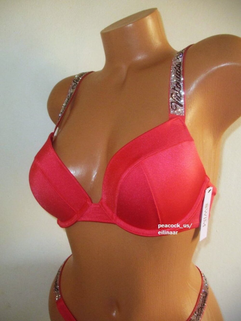 32D Victoria Secret Swim Shine Strap Push-up Bikini Top Rhinestone Bling $70